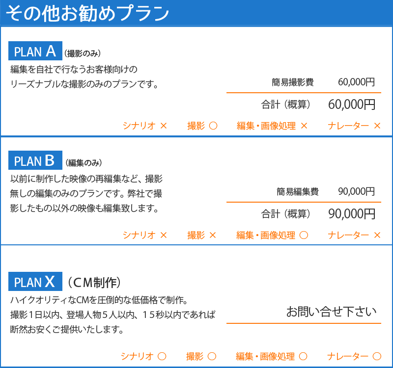 その他お勧めプラン